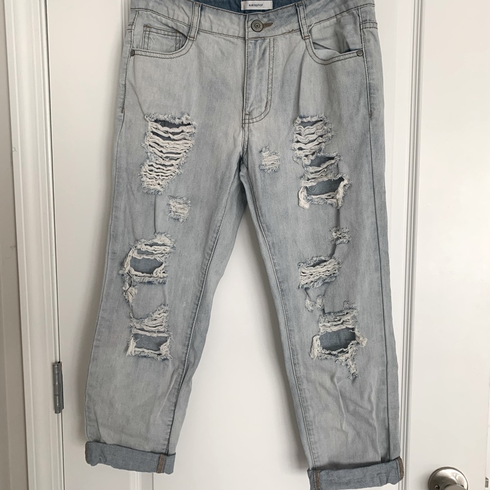 Blue Asphalt ripped capri jeans